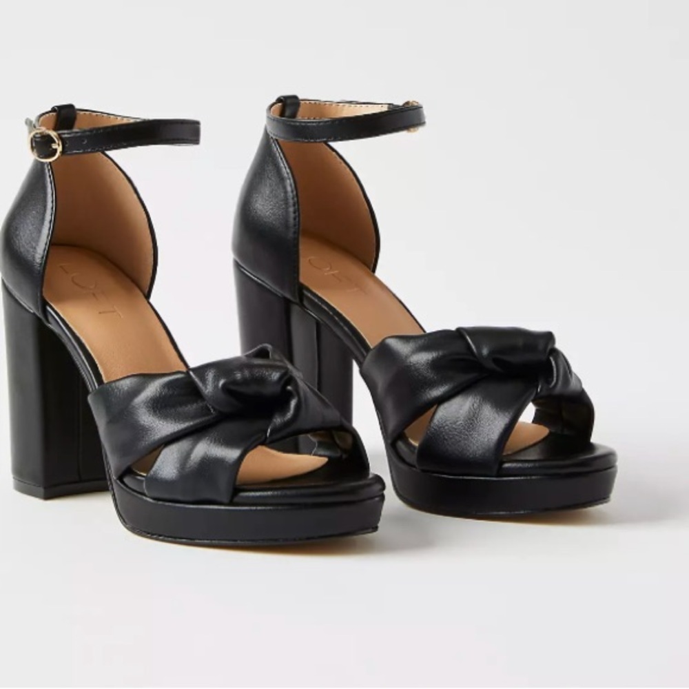 LOFT Black Knotted Heeled Sandals